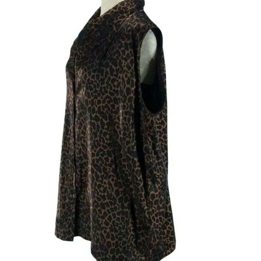 Studio C Plus Blouse Cheetah Print Button Up Down… - image 3